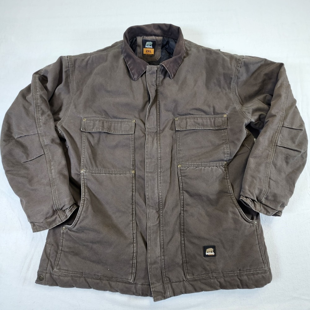 Berne Canvas Jacket Mens‎ 2XL Brown Workwear Insulated Heavyweight Chore Coat